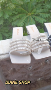 Womens sandals Korean style fashionable 5CM high-heeled sandals with pearl embellishments rubber non-slip sole suitable for all seasons waterproof