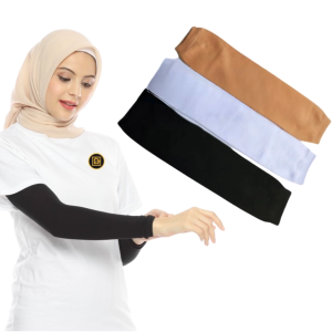 Handsock Manset Tangan Wanita Pria Muslimah Hijab Dewasa Hijab Jumbo Panjang Polos Warna Hitam Putih Cream Kulit Coklat