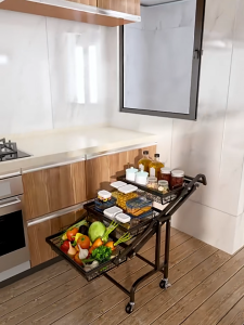 ชั้นวางของรถเข็นเหล็ก ชั้นวางของ รถเข็น ชั้นเสริม รถเข็น3ชั้น ชั้นวางของอเนกประสงค์ Multipurpose shelf ชั้นวางของพับเก็บได้ 3ชั้น ประหยัด