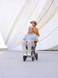 (SG STOCK) Lightweight Wheelchair for Elderly Ergonomics Design Aluminum Folding Travel Wheelchair with Pull Rod Towing Design