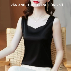 Áo hai dây cổ lục giác cao cấp mặc trong áo blazer chất lụa satin mịn mát - Vannhshop AO0038