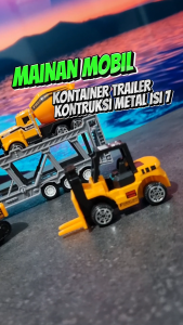 Mainan Mobil Anak Laki-Laki Kontainer Trailer Set Lengkap Mobil Konstruksi Metal isi 7