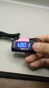 Voltmeter Digital DC 12V 3 in 1: Pengukuran Tegangan, Jam & Suhu