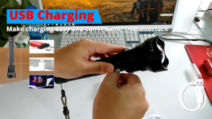 ไฟฉาย ไฟฉายแรงสูง กันน้ำ ไฟฉายแรงสูงพกพา ไฟฉายแรงสูง ไฟฉายซูมได้ ในตัวแบตเตอรี่ ใช้งานยาวนาน100000ชม