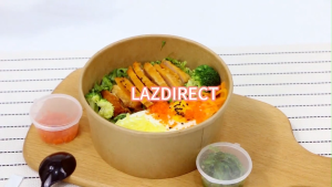 COD ชามกระดาษคราฟท์ (แพค100ใบ) ชามกระดาษมีฝา 750ML ถ้วยกระดาษฝาพลาสติก กล่องอาหารเดลิเวอรี่ Kraft FoodBox PlasticLids