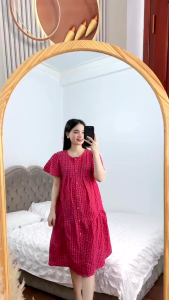 Váy Bầu Đầm Bầu Kẻ Caro Cổ Sen [Hàng Loại 1] Thô Thái Dự Tiệc Đi Làm Công Sở Mùa Hè