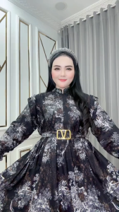 Baju Gamis Wanita Miranti Belt Standar & Jumbo Katun Rayon – Busui Resleting Depan Mayung