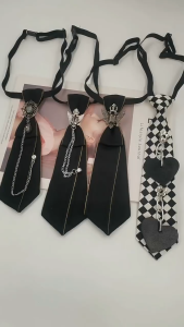 Dasi Y2K & Gothic Punk: Dasi Hitam Black Tie & Desain Korea