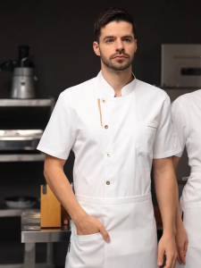 Cotton Chef Uniform for Men/Women  Costume Breathable French Restaurant Uniform Food Service Top  Short Sleeve Kitchen Man Shirt Anti Oil and Breathable Chef Uniform for Men