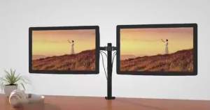 Heavy Duty Fully Adjustable Quad Dual Monitor Stand Two Arms Desk Mount Grommet Fits