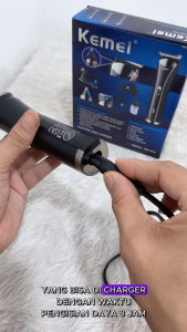 Clipper Kemei KM-1419 3 in 1 Alat Cukur Rambut Kumis Jenggot dan Bulu Hidung Elektrik setara KM 1419 + GUNTING SASAK