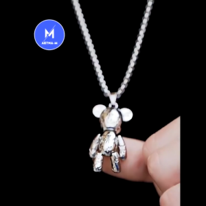 Violent Bear Punk Style Bear Titanium Steel / Alloy Steel Chain Necklace men Women Kalung Rantai Leher Lelaki Wanita 字母印花暴力小熊吊坠项链