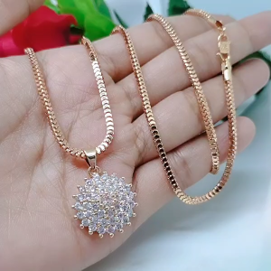 Kalung Perhiasan Tianium & Tembaga Xuping Rodium Lapis Emas 1824 Karat