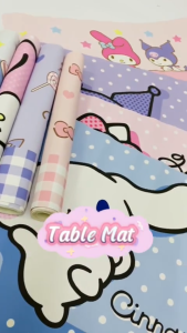iSchoolDy Kids Cartoon Kuromi Melody Cinnamoroll PU Long Table Mat Desktop Placemat Dining Table Mat Lapik Meja PU
