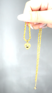Rantai Leher + Loket 916 Emas Bangkok Necklace Golden Gold Plated Jewellery Set G