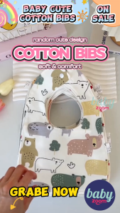 Buy2 Free1! BabyZoom Baby Cute Bibs 3pcs Soft Baby Bib Random Design Anti-Stain Newborn Bib Pure Cotton bib for Kids Baby Need Comfortable Soft Cotton Bibs Baby Feeding Bibs Breathable Absorbent Bibs 3pcs 0-3years Cod Free Shipping