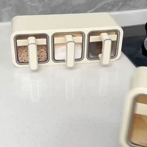 3 Drawer Jar Sealed Spice Bottle Set Wall Mounted Condiments Seasoning Kitchen Container Box Storage TH
