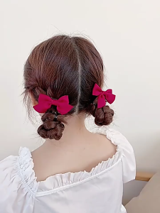 Jepitan Rambut Model Pita Polos Set 2 Pcs Aksesoris Rambut Anak Perempuan Ribbon Hair Clip Aesthetic Korean Style