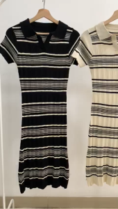 D10841 June Stripe Collar Knit Dress