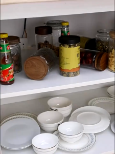 Kitchen Drawer style Pull-out basket Under sink dish storage separated seasoning bowl - basket Cabinet Storage Rack