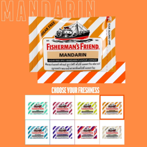 Fishermans Friend Mandarin ฟิชเชอร์แมนส์ เฟรนด์ กลิ่นสเปซี่แมนดาริน 25 กรัม [1 ซอง สีส้มขาว] BB 1102 Fisherman ลูกอมปราศจากน้ำตาล