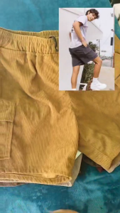 ZWEREN Corduroy Cargo Shorts above the knee