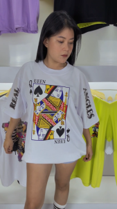 SMR APPAREL - Kaos Oversize REAL ANGELS QUEEN premium Cotton Combed 24s Pria & Wanita Basic Lembut