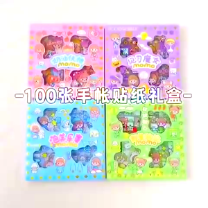 Stiker MOMO Isi 20 40 100 Lembar Dekorasi Buku Journal Laptop Anak | Warna-warni karakter lucu motif makanan desain ceria untuk dekorasi.