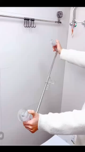 ready stock Corner Telescopic Strong Suction Towel Rack Wall-Mounted Bath Towel Rack Bathroom Towel Rod Toilet Storage Rack Hook