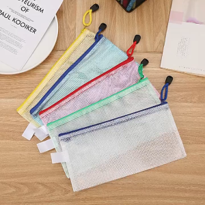 Mesh Zipper Bag Portable Bag Documentation Storage Document Pouch File Waterproof Transparent Office Stationery