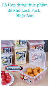 Hộp nhựa đựng thực phẩm đồ khô nắp liền Sanada Lock Pack nhựa trong thiết kế thông minh nội địa Nhật Bản