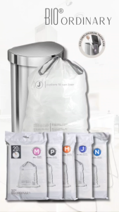 [Fits SimpleHuman Bin] BIO Ordinary Biodegradable Custom Fit Drawstring Trash Bag