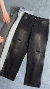 Quần Jean Nam Cạp Cao Phối Rách Chất Vai Cao Cấp Dễ Hot Trend 2024 - Jean213