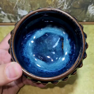 C265 Authentic Tenmoku Jian Zhan 建盏 Tea Cup By Yu Xuan 余轩. Blue Sky 回蓝 Design