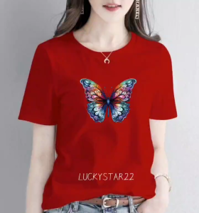 (COD)KAOS ATASAN MOTIF KUPU CANTIK/COTTON COMBED WANITA