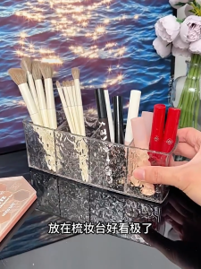 Makeup Brush Holder Organizer Stand Storage Transparent Portable Table Decoration Gift Desk Cosmetic