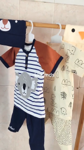 Setelan Baju Bayi Laki-Laki atau Perempuan Pakaian Anak Miauw Free Topi / 1 Ukuran