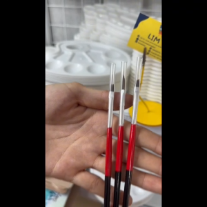 Bộ 3 cọ vẽ đầu dẹp đầu vát đầu nhọn thân gỗ vẽ tranh vẽ nail