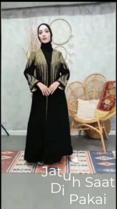 Galeri Abaya - Gamis Hitam Dubai 445 Bahan Jetblack Saudi HQ Resleting DEPAN BUSUI Invisible Zipper Model Jepang Bordir Warna Gold Leher bulat O Size S M L XL Abaya Id - Abaya Elhabsyi - Baju Muslim - Busana Muslim - Dress - Pakaian Wanita - Jumpsuit
