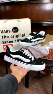 Sepatu Vans Knu Skool Black White Grade Premium Kualitas Terbaik Sneakers Pria Wanita Kekinian (COD)