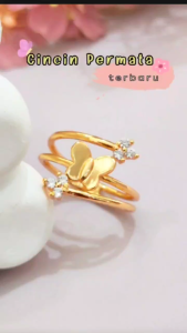 Perhiasan Dewasa Kupu Permata Zircon: Cincin Xuping Lapis Emas