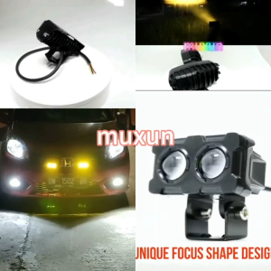 Lampu Sorot LED Dual Color Hi/Lo Beam Super Terang 3 Inch untuk Motor - Warna Hitam