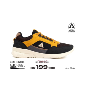 Aerostreet 39-44 Orlando Krem Mustard Hitam - Sepatu Sneakers Sport