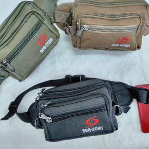 SEAZONN TRENDY WAIST BAG COTTON MENS BAG BEG PINGGANG LELAKI KAIN TEBAL 5 ZIP POCKET READY STOCK CROSSBODY SHOULDER BAG