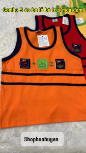 Combo 5 Áo ba lỗ bé trai chất vải 100% Cotton mềm mịn thấm mồ hôi màu đậm 4-20kg