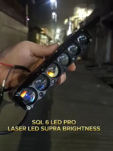 2PCS Lampu Tembak Sorot LED Laser 6 Mata 2 Warna Laser Foglamp Mobil Motor 2 Warna High Low Putih Kuning Universal Untuk Mobil Dan Motor Lampu Tembak motor Laser Gun Waterproof Tahan lama sangat terang