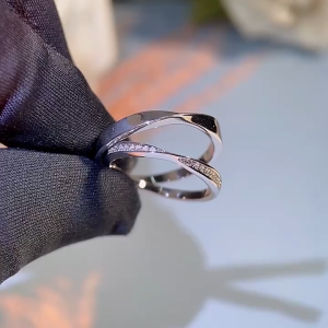 A Pair 925 Sterling silver Moissanite Ring Couple Promise Wedding Engagement Diamond Ring Jewelry Valentines Day gift