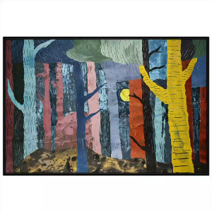 Tranh trừu tượng phong cảnh khu rừng đơn giản tranh treo tường dán tường trang trí hiện đại decor nội thất.CGI-772