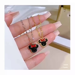 KALUNG TITANIUM WANITA ANTI KARAT SET LIONTIN MICKEY MOUSE / AKSESORIS FASHION WANITA JEWERLY PREMIUM ANTI KARAT LUNTUR SOUVENIR HADIAH KADO GIFT