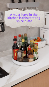 Ecoco 360° Rotating Storage Tray Condiments Spice Organizer for Cabinet Countertop Lazy Susan Rotating Organizer
